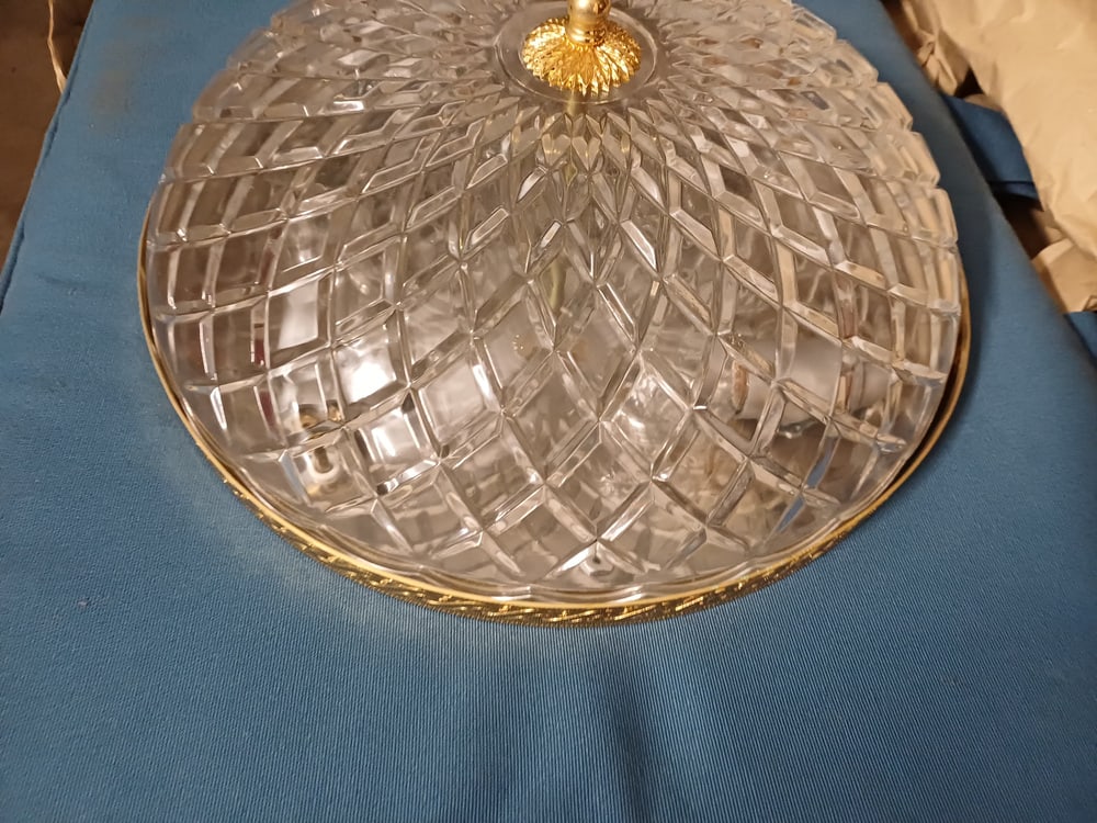 Ceiling Light in Gold-Plated Brass and Crystal, 1990s - 10