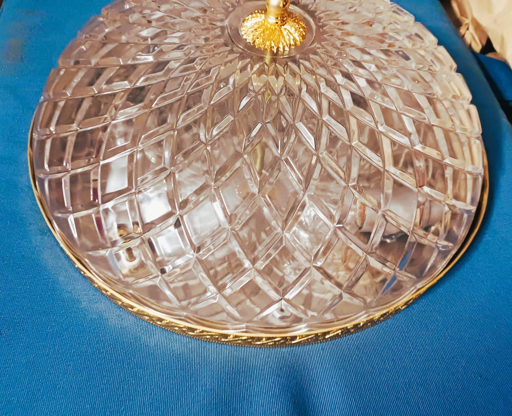 Ceiling Light in Gold-Plated Brass and Crystal, 1990s - 9
