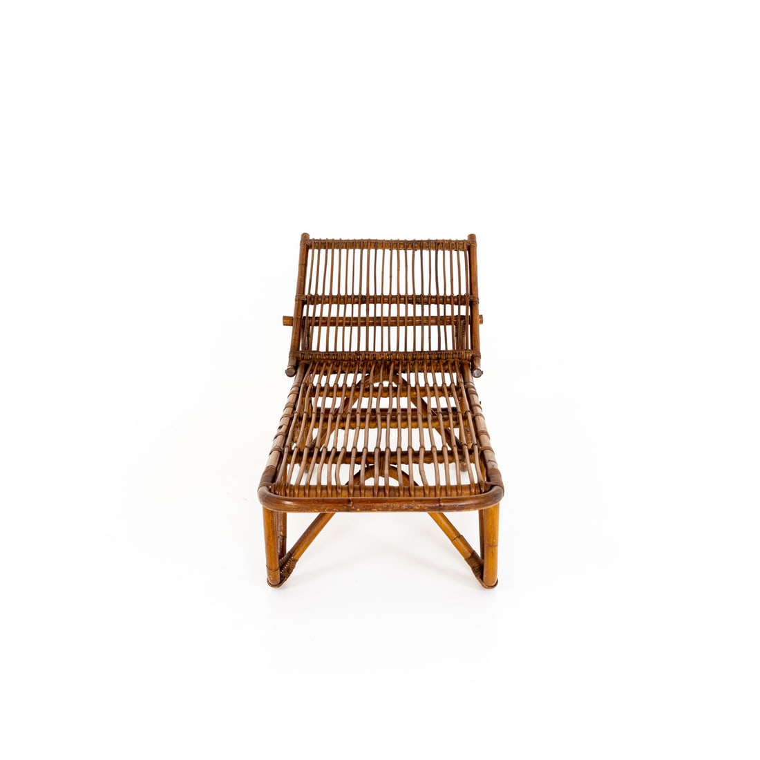 Mid-Century Italian Chaise Lounge in Rattan, 1950s - 6