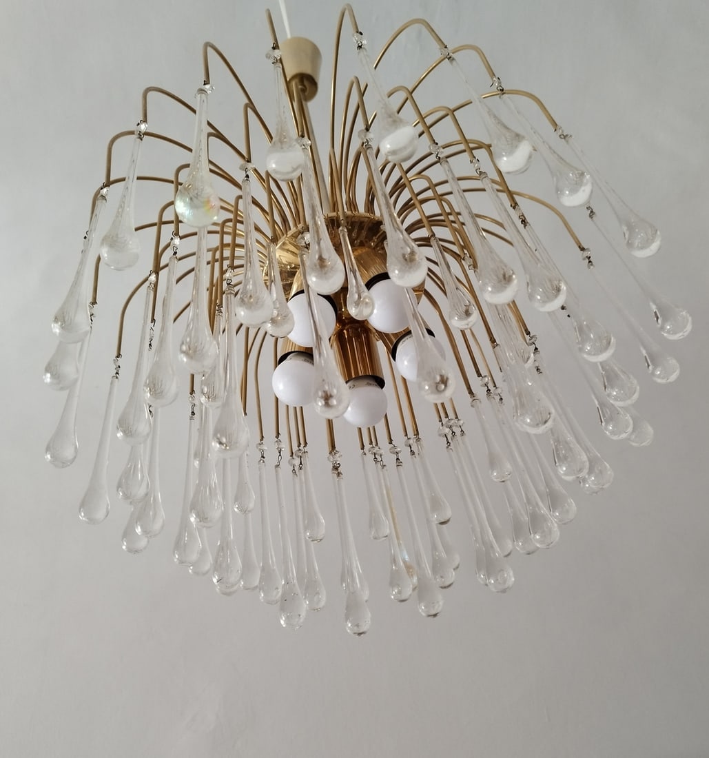 Murano Crystal Teardrop Waterfall Chandelier, 1970s - 6