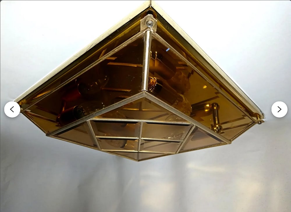 Modern Art Deco Murano Glass Ceiling Light, 1970s - 5