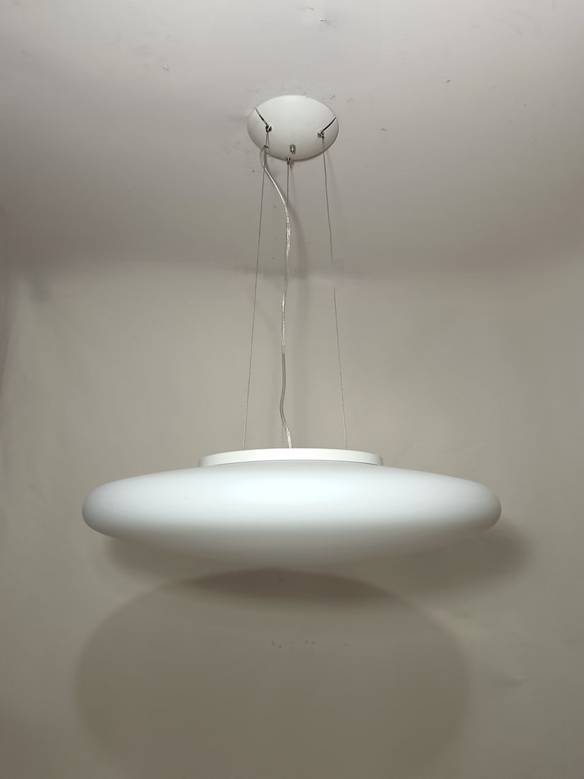 Large Pendant Light in Murano Opaline Glass, 1990s - 2