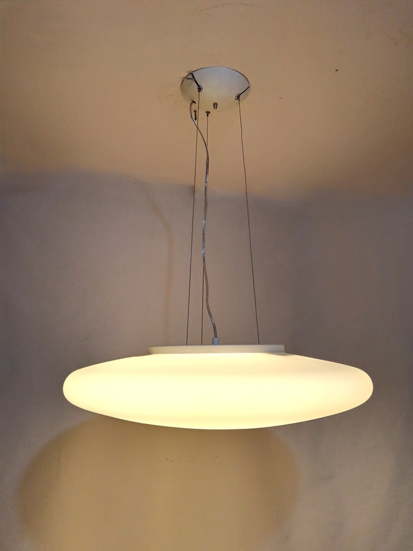 Large Pendant Light in Murano Opaline Glass, 1990s - 3