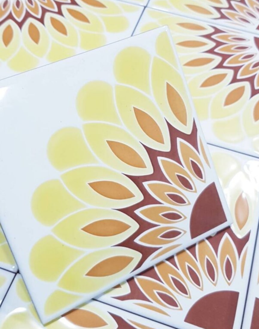 Iris Starburst Tiles, Italy, 1970s, Set of 16 - 2