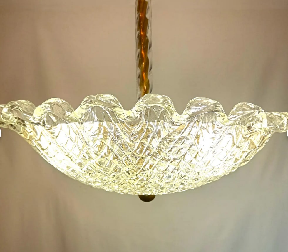 Murano Glass Pendant Light from Barovier & Toso, 1930s - 2