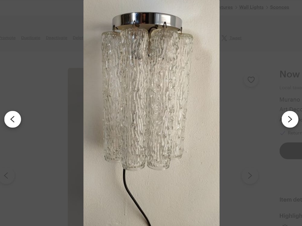 Murano Glass Wall Lights from Venini, Set of 2 - 11