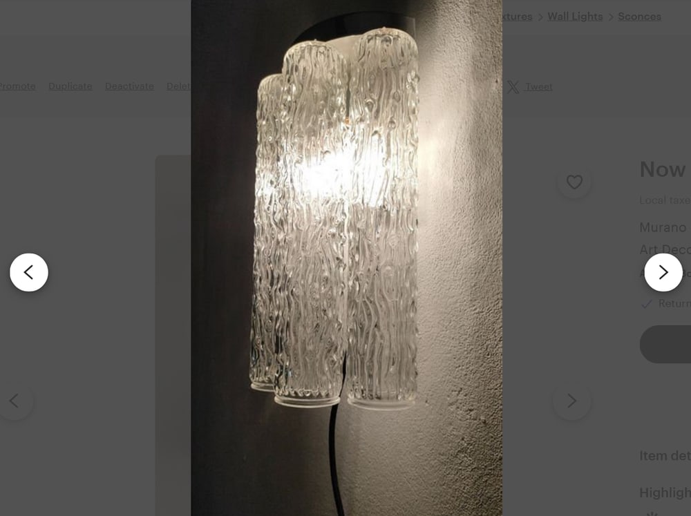 Murano Glass Wall Lights from Venini, Set of 2 - 7