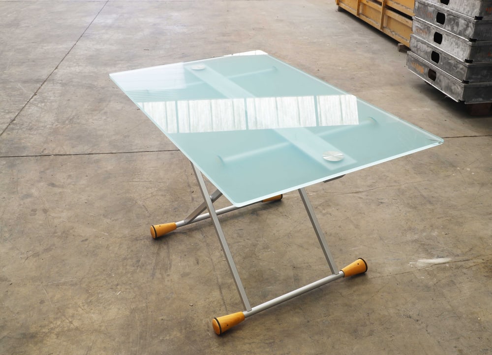 Extendable Side Table in Glass with Steel Structure - 2