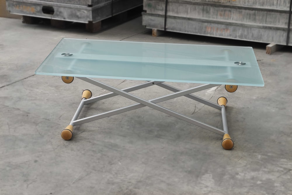 Extendable Side Table in Glass with Steel Structure - 6