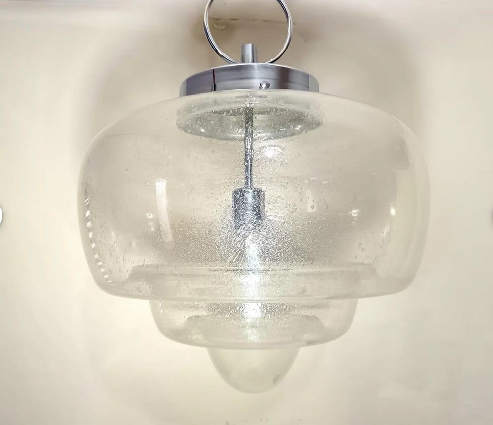 Vintage Art Deco Pendant Light in Murano Glass, 1970s - 14