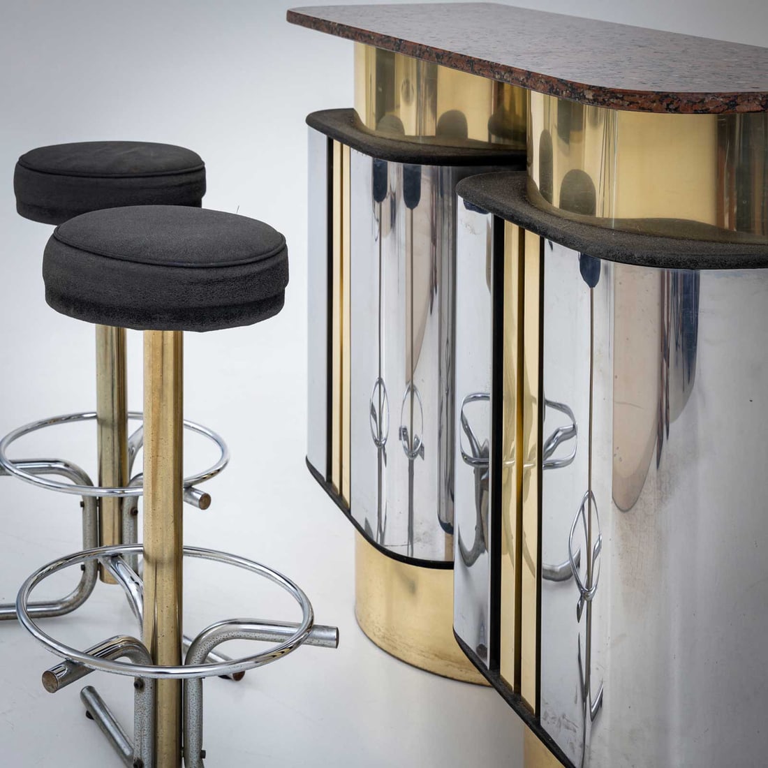 Hollywood Regency Bar with Counter, 1970s, Set of 4 - 7