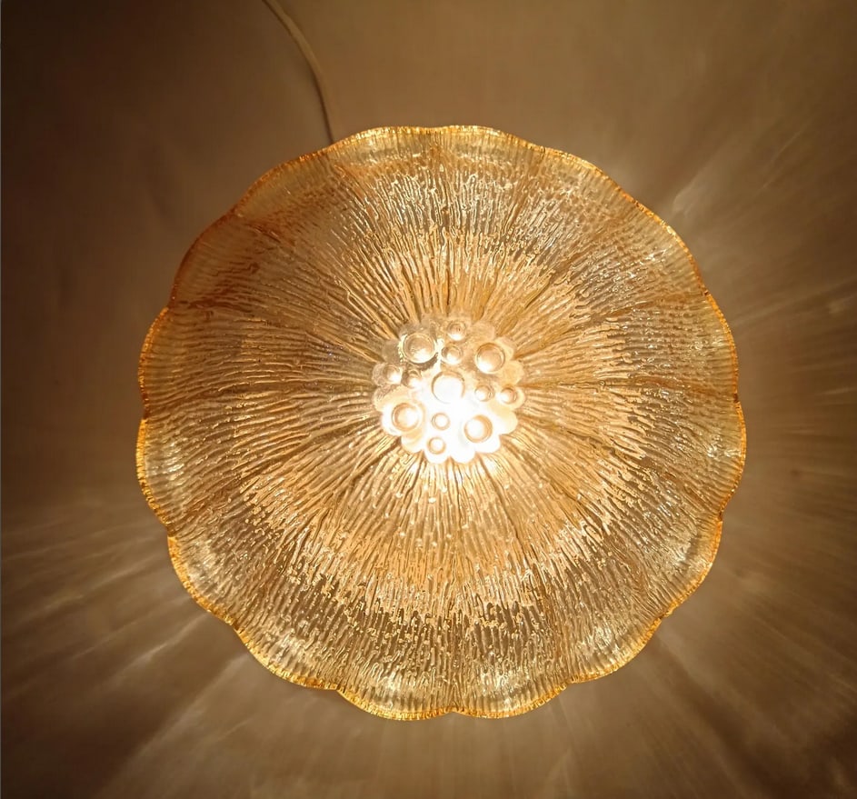 Vintage Amber Glass Ceiling Lights, Set of 2 - 2