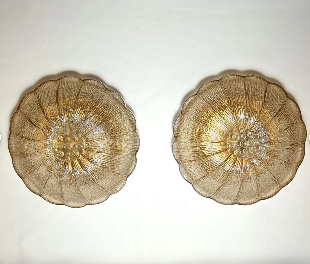 Vintage Amber Glass Ceiling Lights, Set of 2 - 4