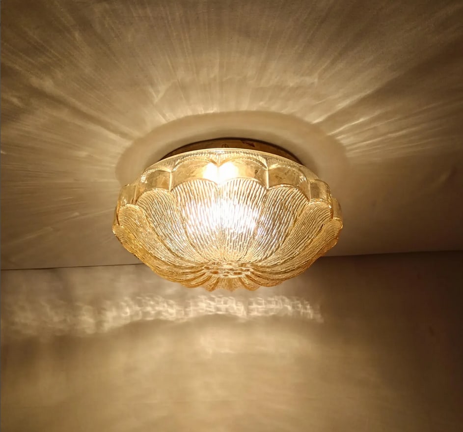 Vintage Amber Glass Ceiling Lights, Set of 2 - 7