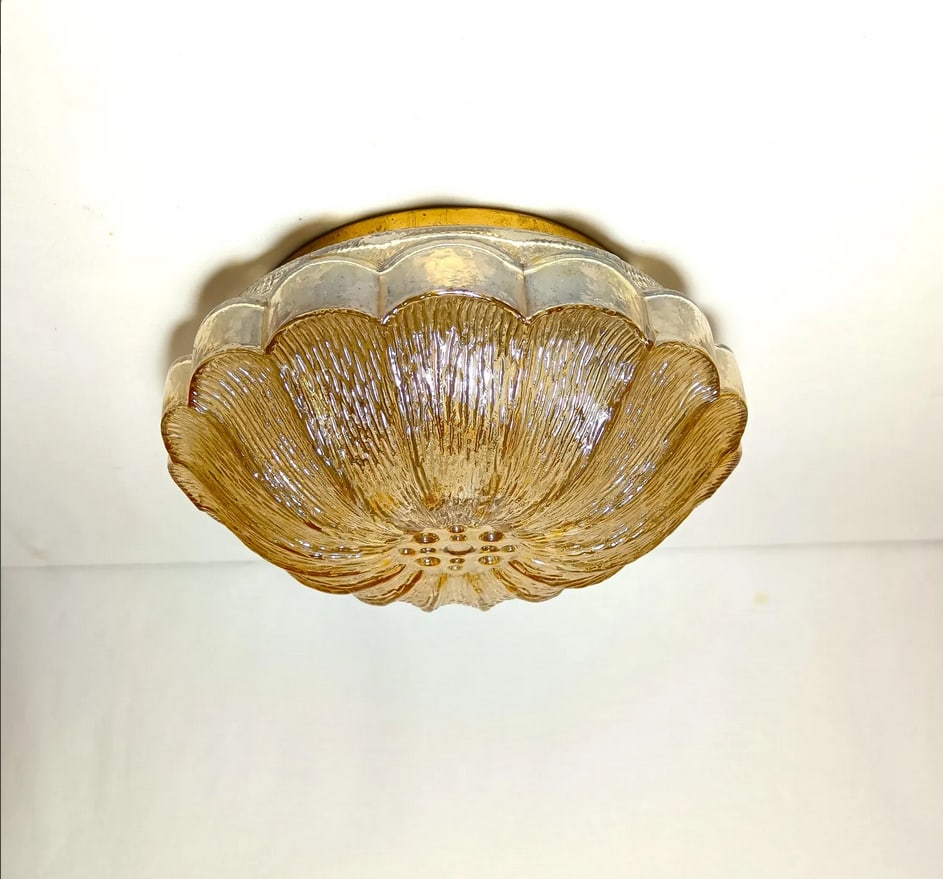 Vintage Amber Glass Ceiling Lights, Set of 2 - 8