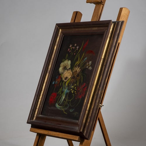 Still Life with Flowers, Oil on Board, Framed - 3