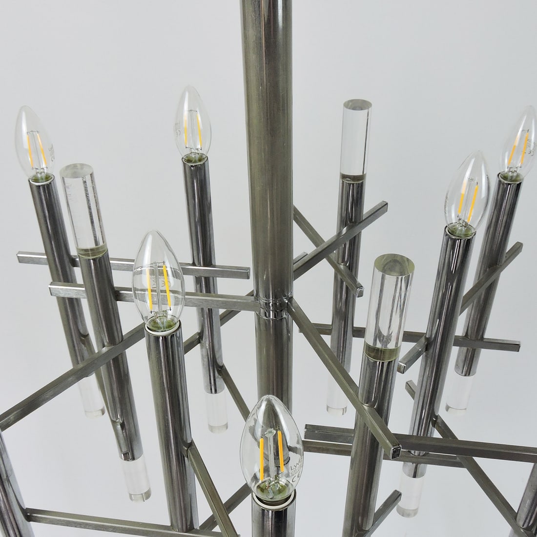 Chrome and Acrylic Glass Chandelier by Sciolari, 1970s - 3