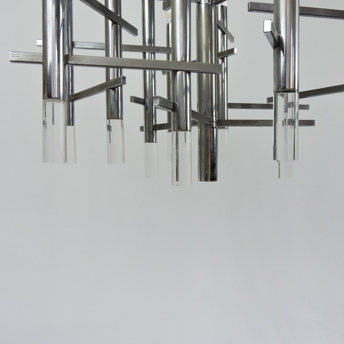Chrome and Acrylic Glass Chandelier by Sciolari, 1970s - 4