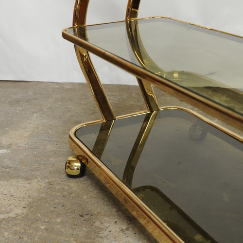 Brass and Smoked Glass Bar Cart attributed to Morex - 10
