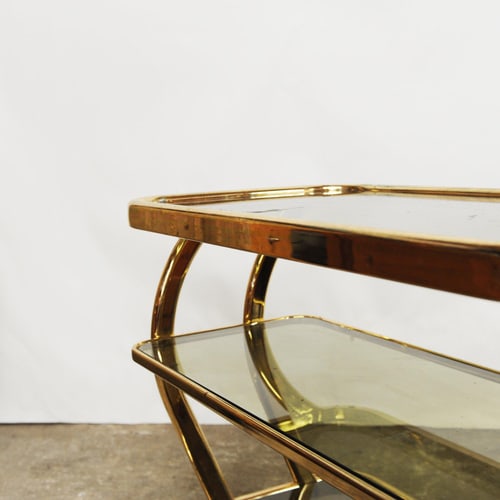 Brass and Smoked Glass Bar Cart attributed to Morex - 3