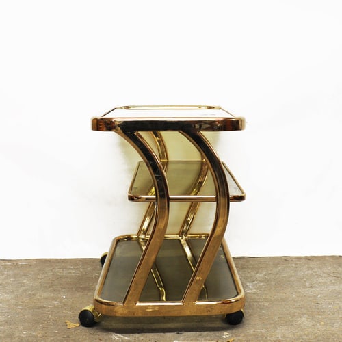 Brass and Smoked Glass Bar Cart attributed to Morex - 5