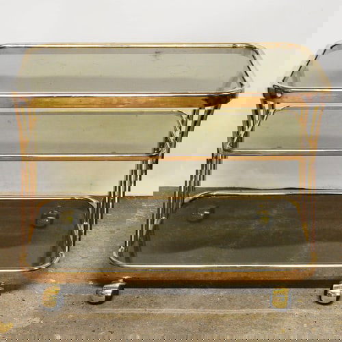 Brass and Smoked Glass Bar Cart attributed to Morex - 6