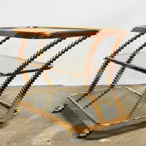 Brass and Smoked Glass Bar Cart attributed to Morex - 7