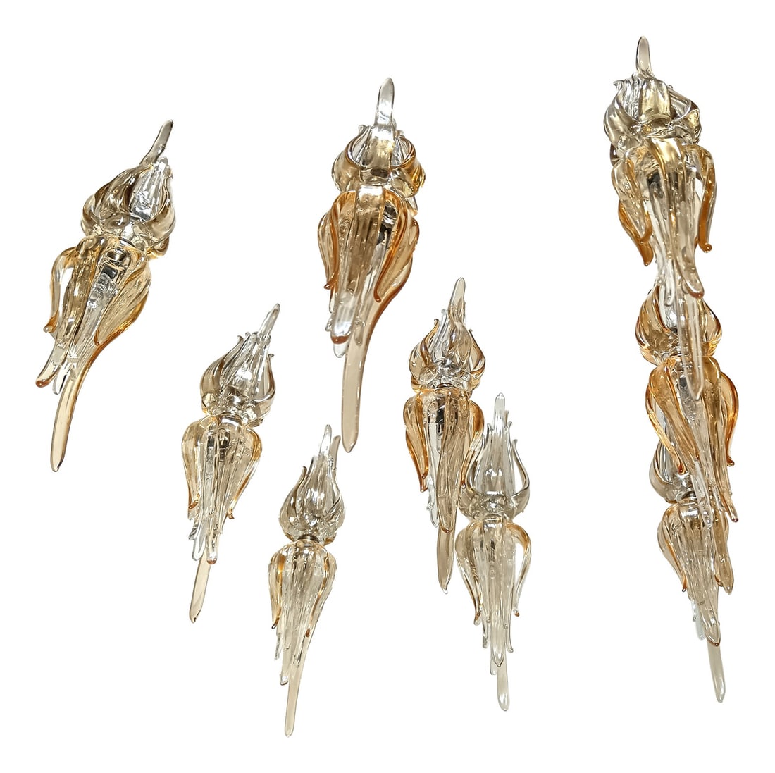 Murano Tulip Glass Ceiling Light by Aureliano Toso: An astonishing masterwork of Ambiental Glass Art, with tulip shaped Murano glass lampshades, unique and extremely limited "Tulipani Jewel" edition, Zashi 1, the very first edition, crafted under the