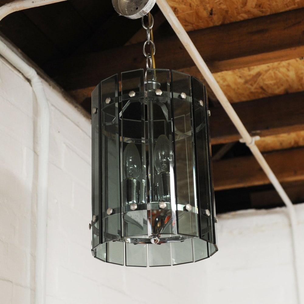 Lantern with Smoked Crystal Plates by Sciolari, 1960s - 3