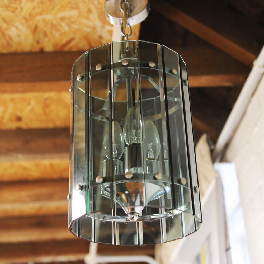 Lantern with Smoked Crystal Plates by Sciolari, 1960s - 4