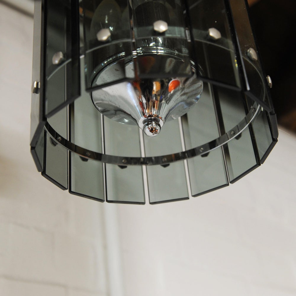 Lantern with Smoked Crystal Plates by Sciolari, 1960s - 5