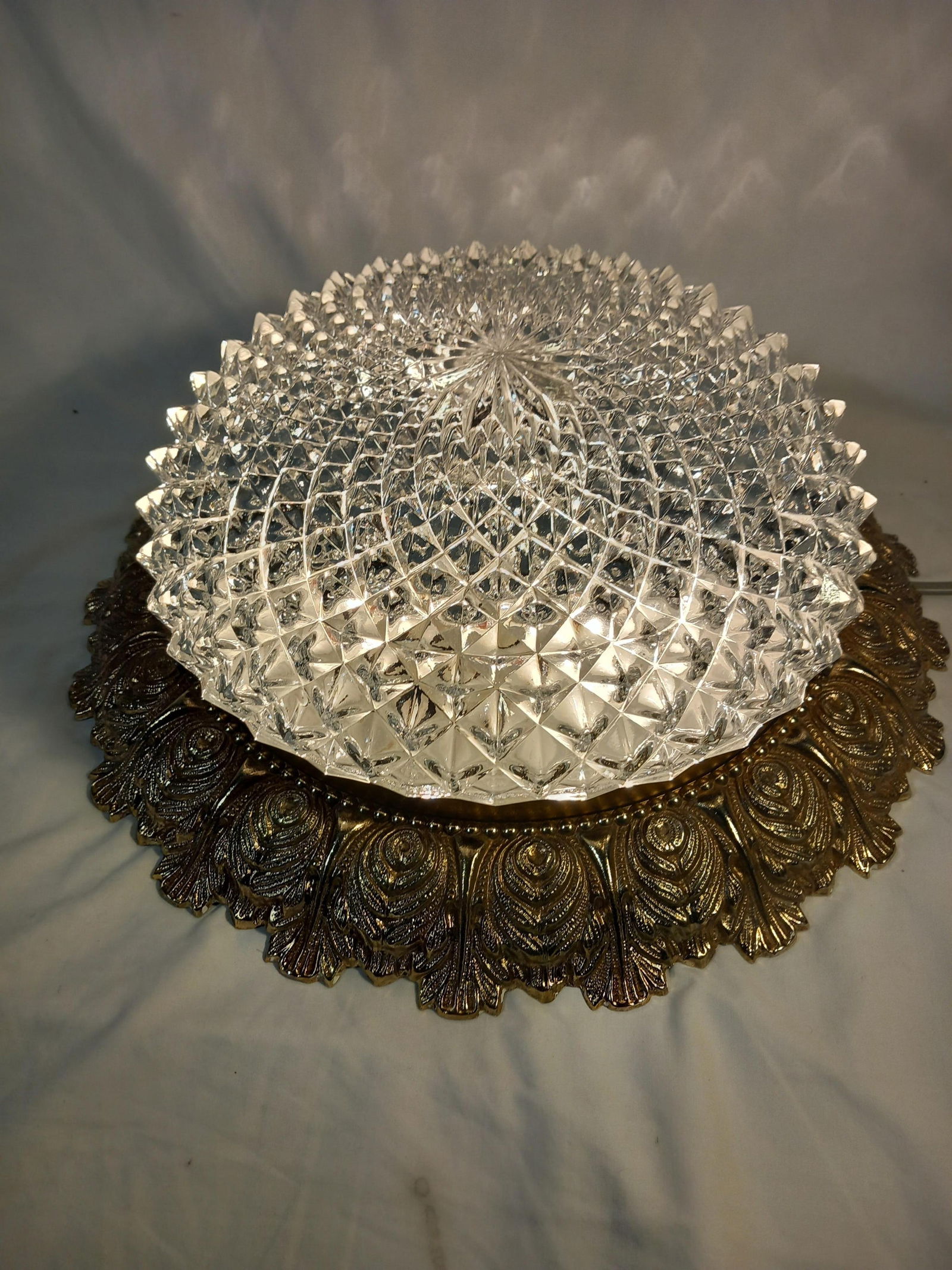 Vintage Ceiling Light with Glass Shade, 1970s - 3