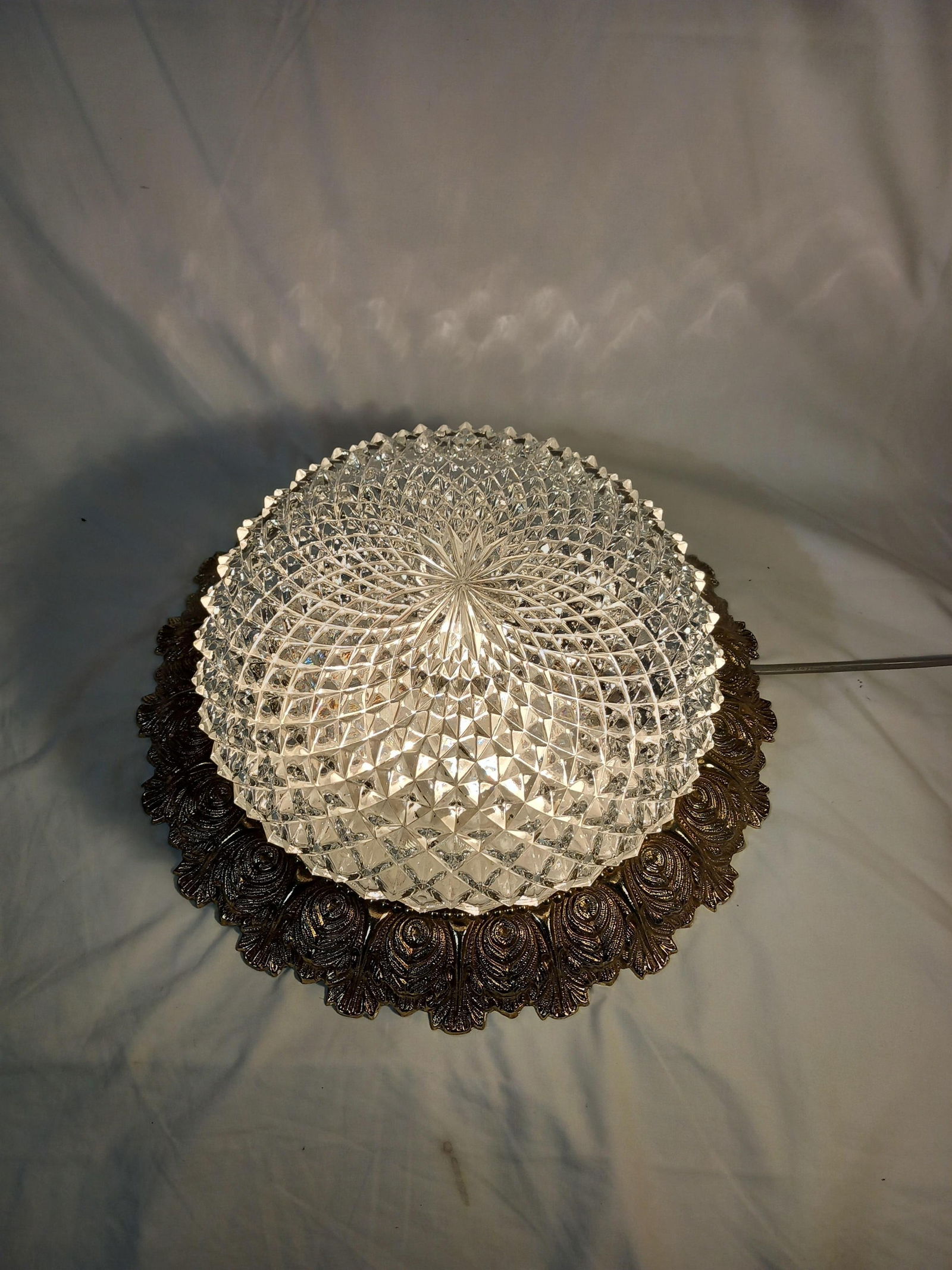 Vintage Ceiling Light with Glass Shade, 1970s - 5