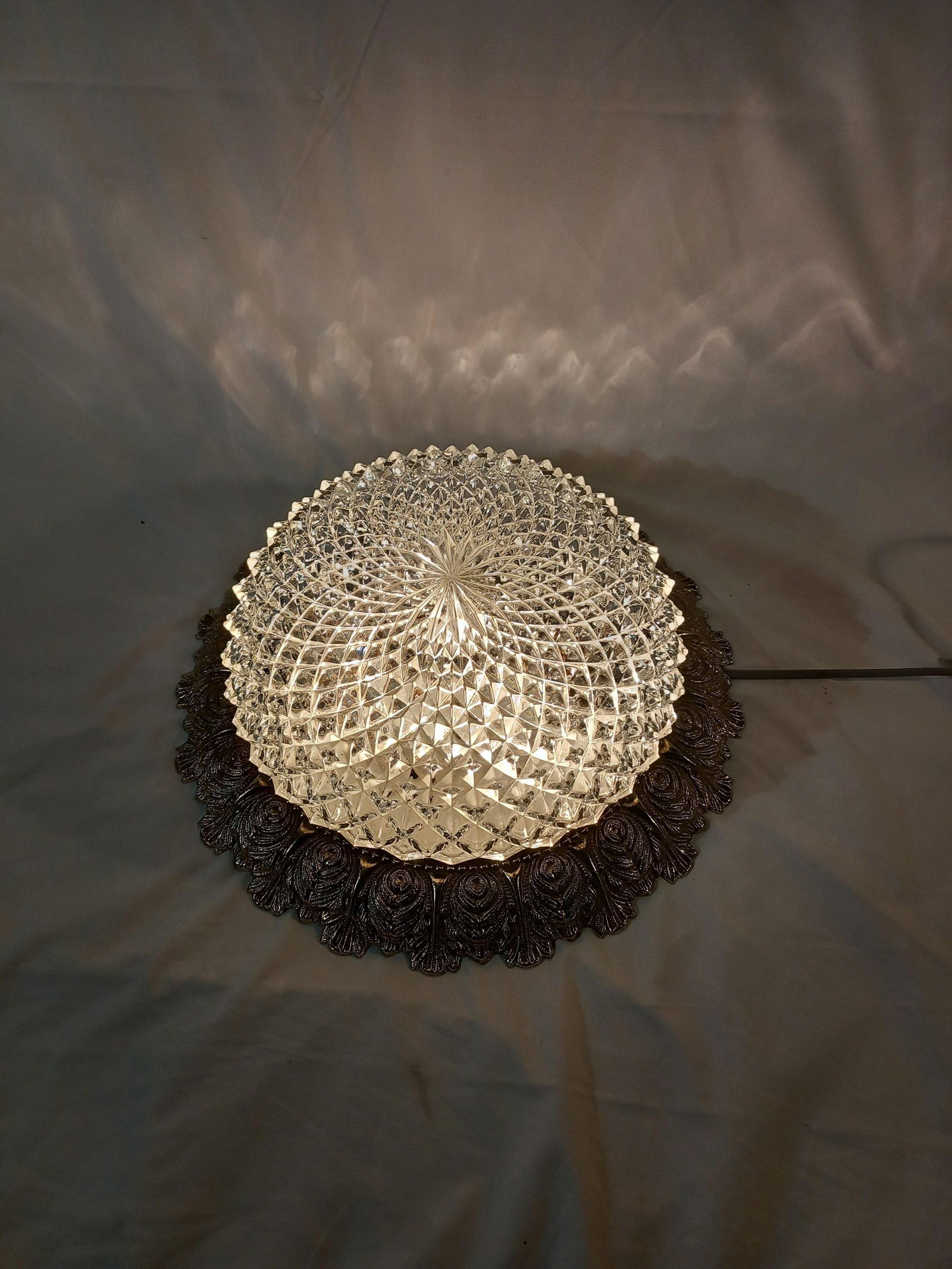 Vintage Ceiling Light with Glass Shade, 1970s - 6