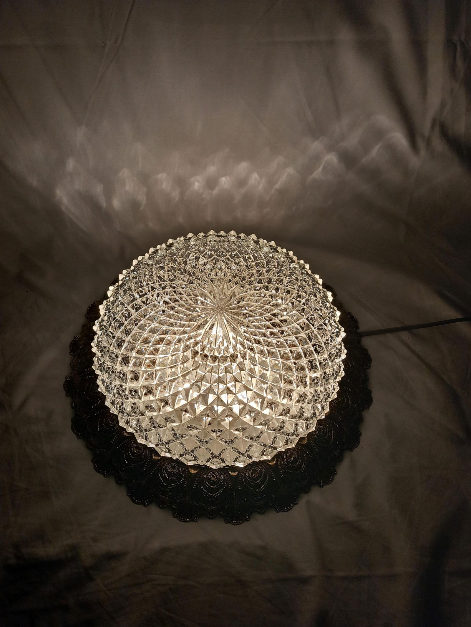 Vintage Ceiling Light with Glass Shade, 1970s - 7