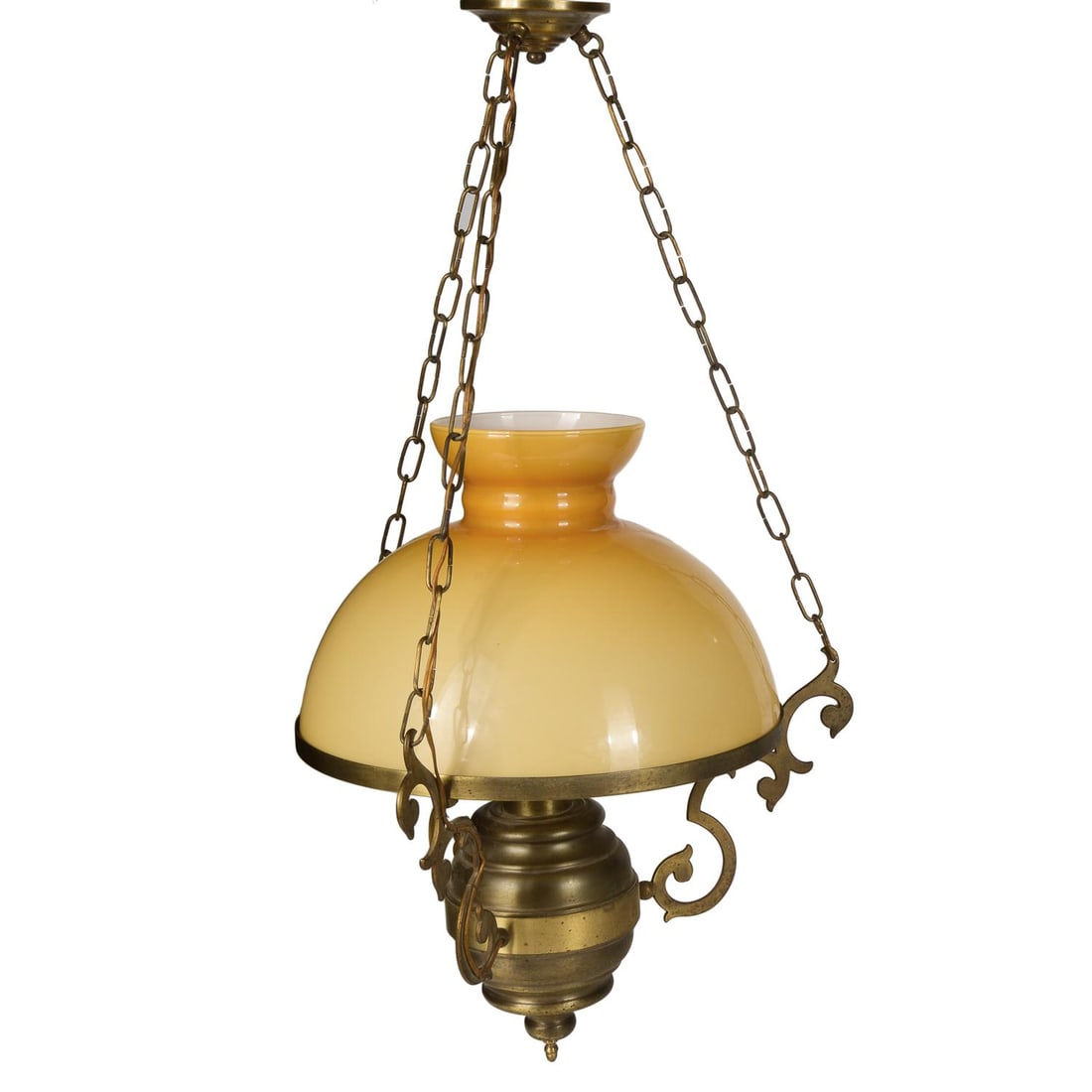 Chandelier with Yellow Opaline Hood, 1980s - 4