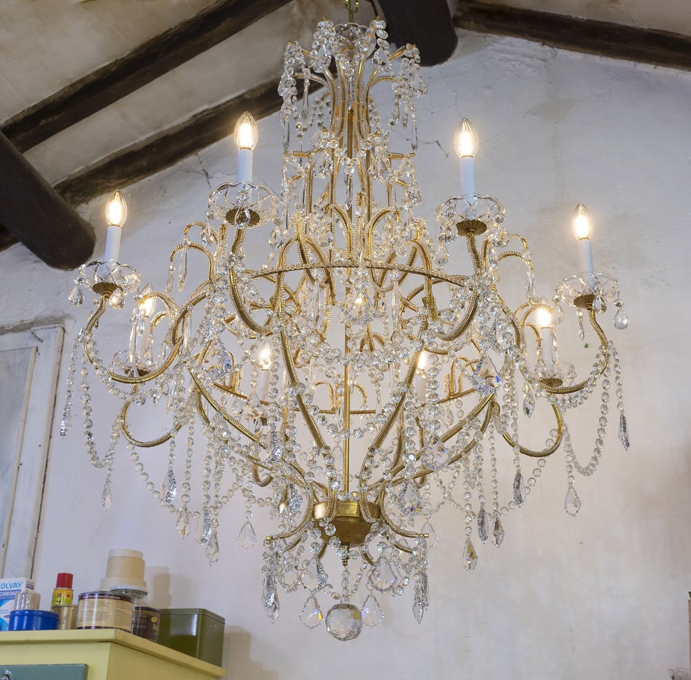 Vintage Chandelier in Golden Metal, 1980s - 6