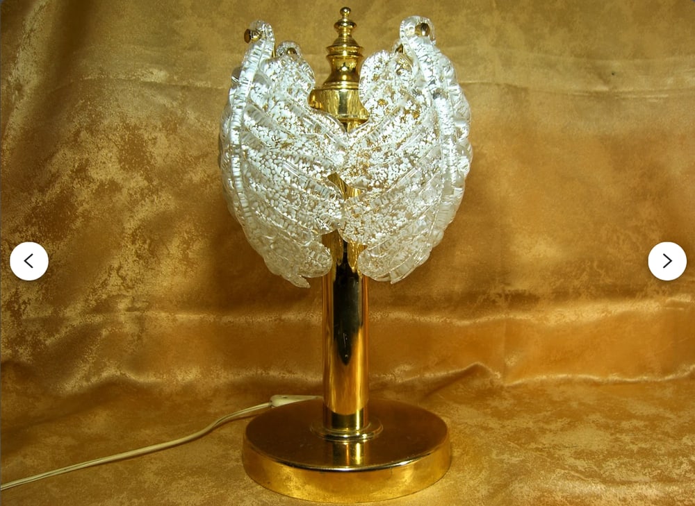 Vintage Murano Crystal and Brass Table Lamp, 1960s - 7