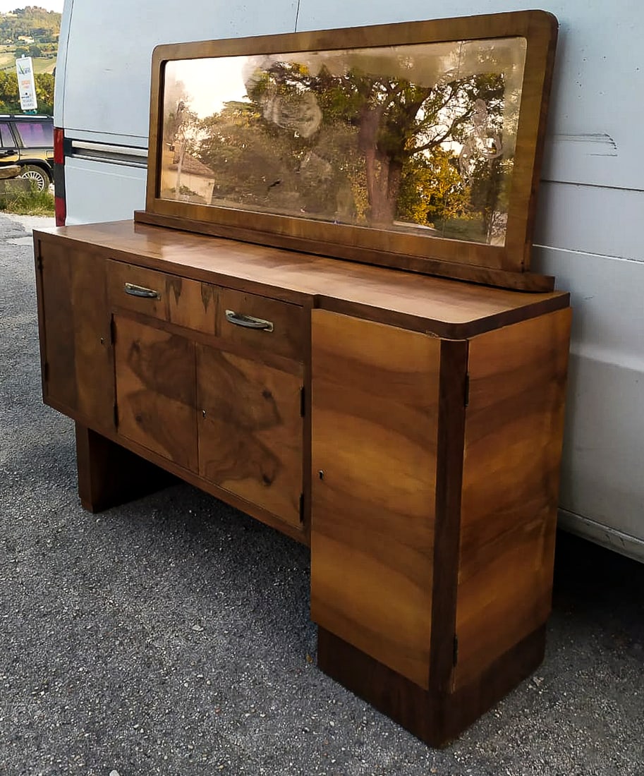 Art Deco Italian Credenza in Walnut with Mirrors - 17
