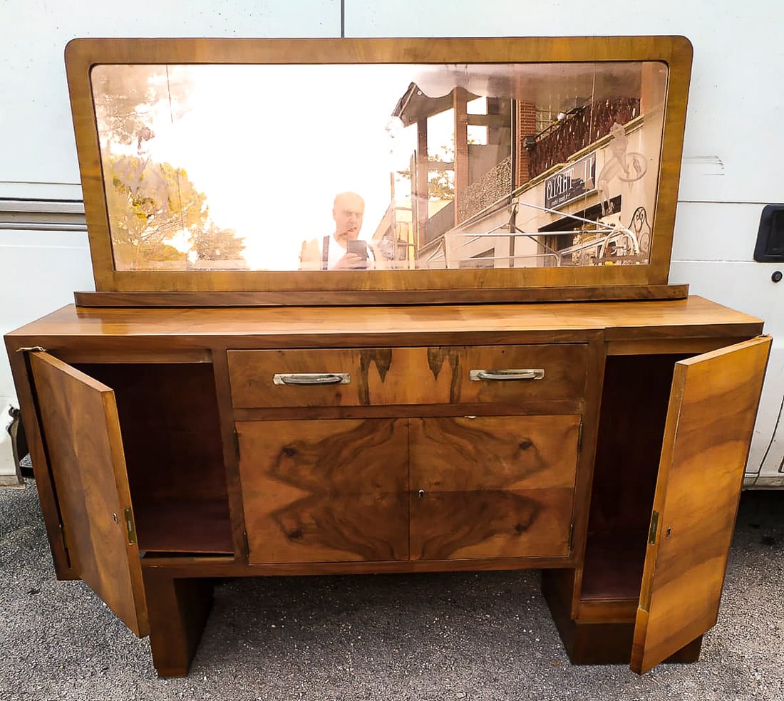 Art Deco Italian Credenza in Walnut with Mirrors - 19