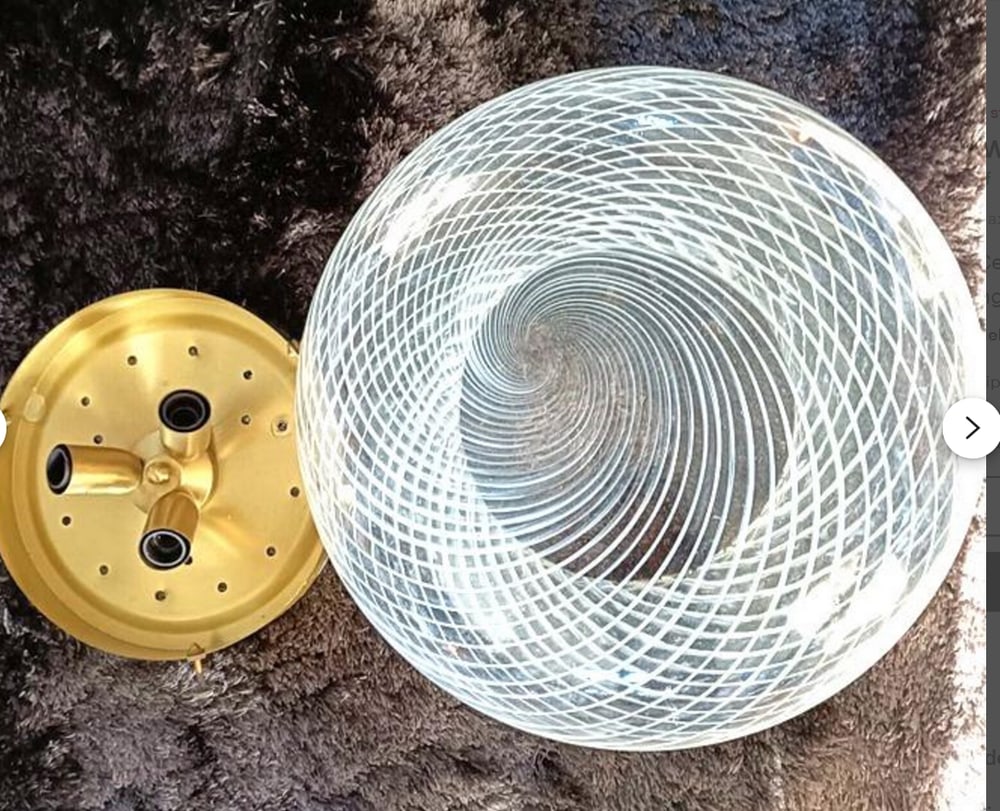 Murano Reticello Swirl Glass Ceiling Light from Venini - 4