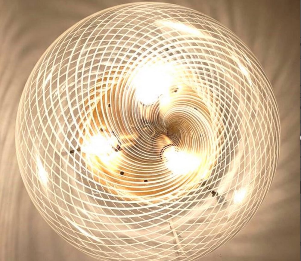 Murano Reticello Swirl Glass Ceiling Light from Venini - 7