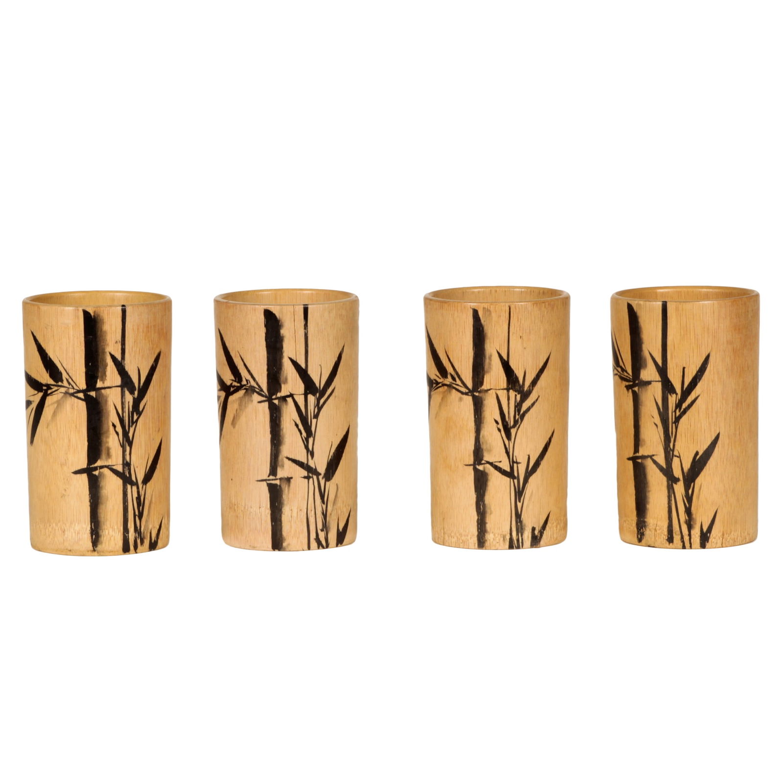 Bamboo Glasses and Bottle Holder Set, 1970s, Set of 6 - 3