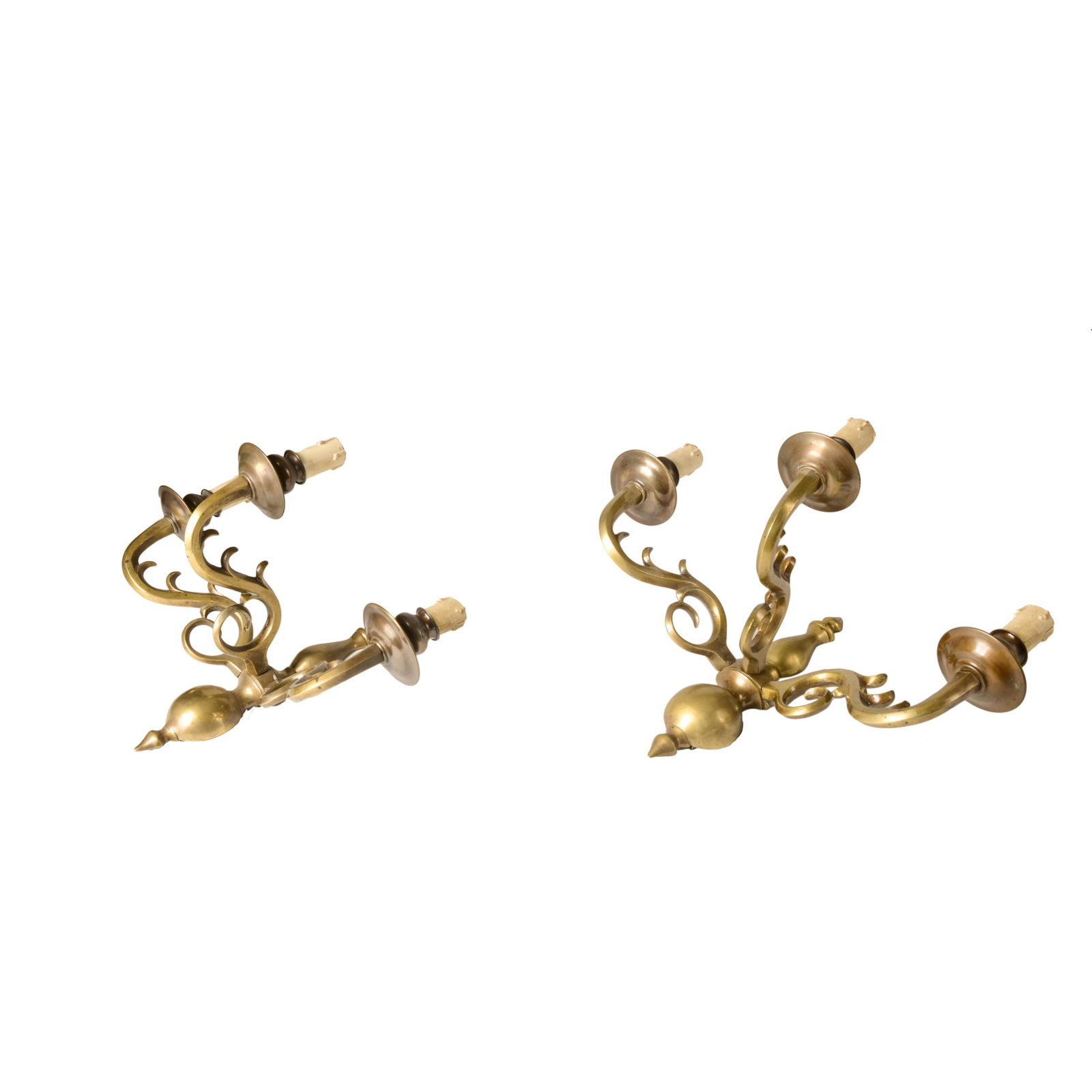 Italian Brass 3-Light Wall Lamps, 1950s, Set of 2 - 2