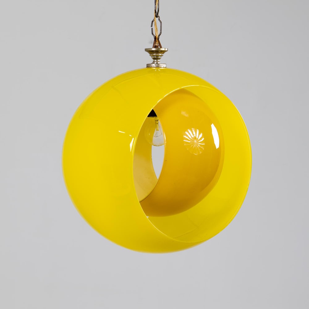 Yellow Eclisse Hanging Lamp by Nason for Mazzega - 3
