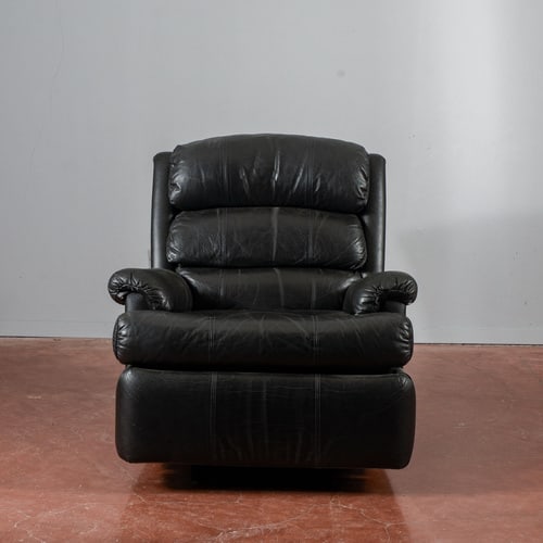 Reclining Black Leather Armchair - 2