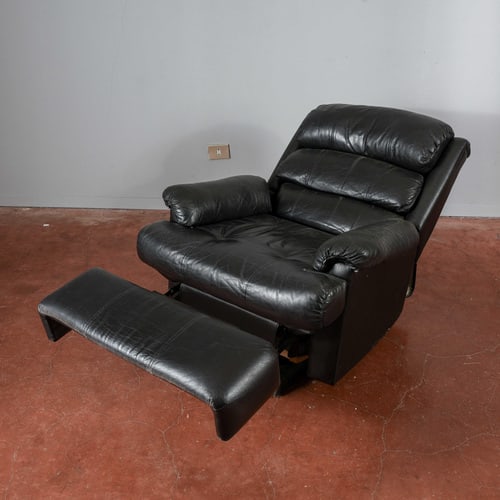 Reclining Black Leather Armchair - 6
