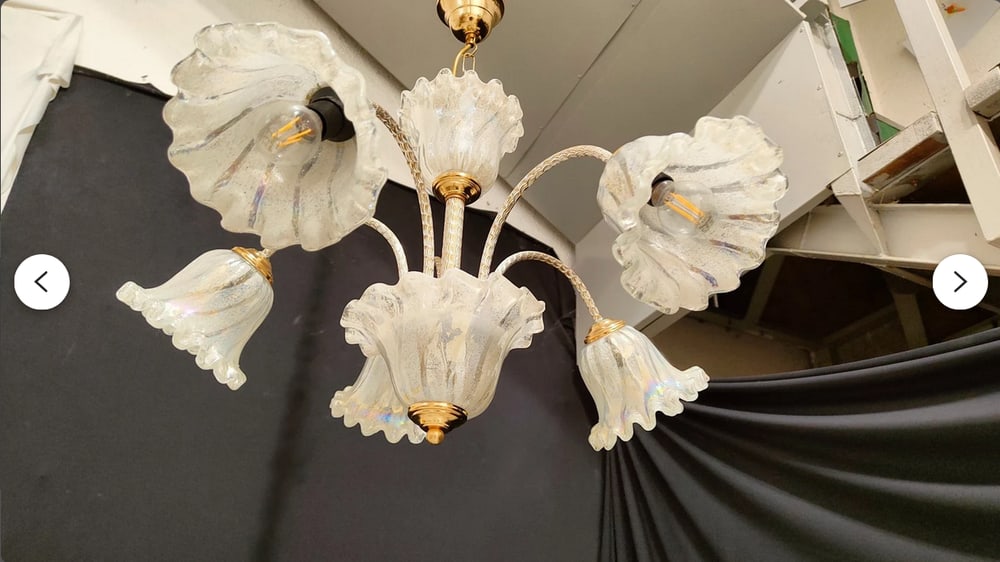 Hollywood Regency Murano Glass Chandelier, 1980s - 2