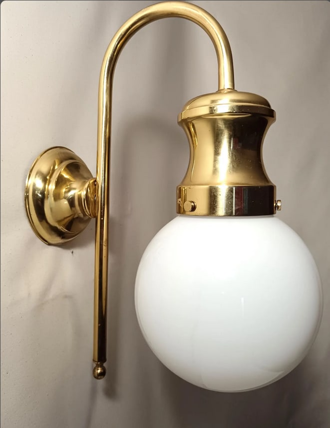 Large Sconce in Brass and Opaline, 1950s - 8