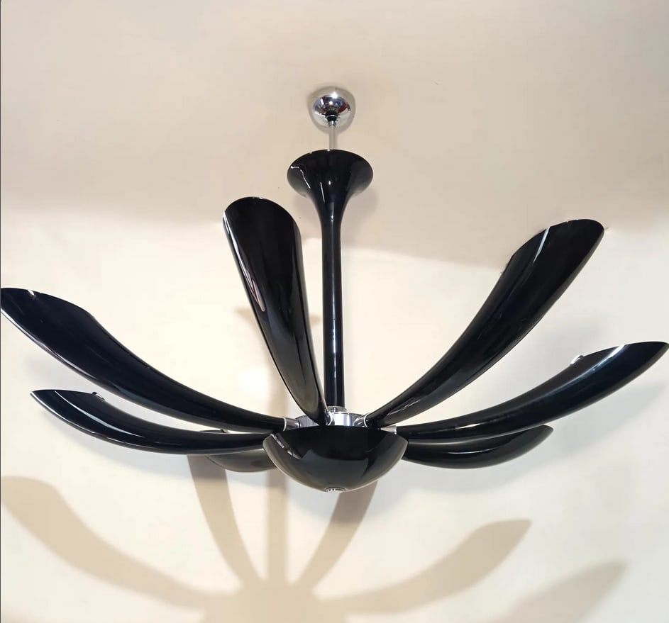 Murano Glass Nero Infinito Ceiling Light by Seguso - 11